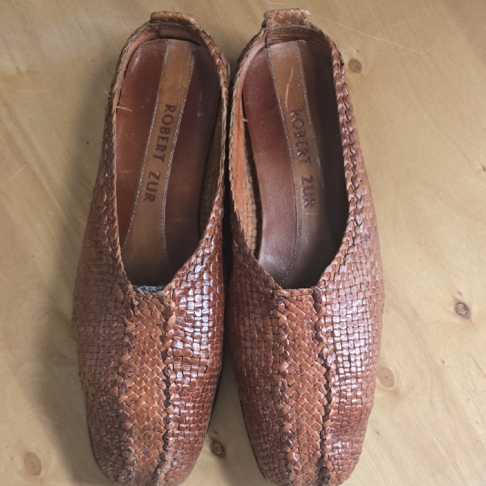Robert Zur Women's Brown Woven Leather Mules